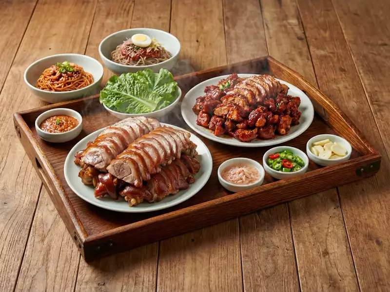 두 가지 맛의 족발 두 접시